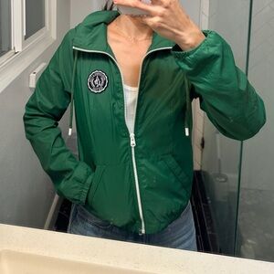 Abercrombie & Fitch Green Hooded Lined Windbreaker Jacket